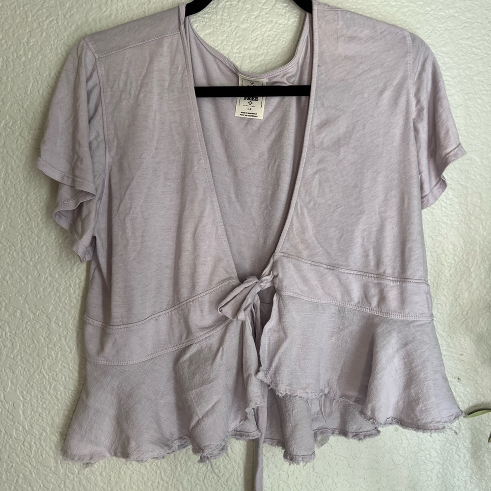 Free People We The Free Lilac Tie Top Women Large/Medium
